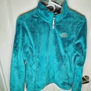 The North Face Osito Full Zip Fleece Jacket Teal Blue Womens Size Medium Fuzzy